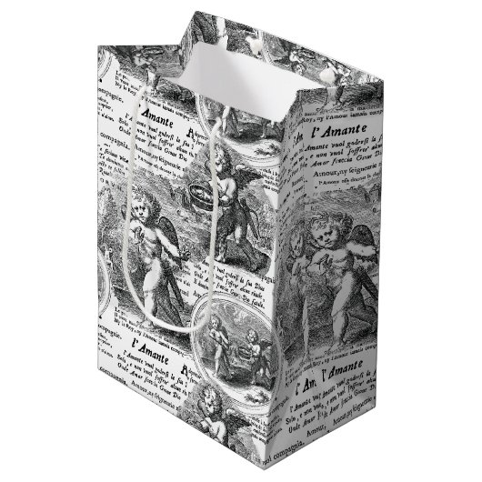 Cherubs in Love Romantic French Toile Medium Cadeauzakje (Voorkant Gekanteld)
