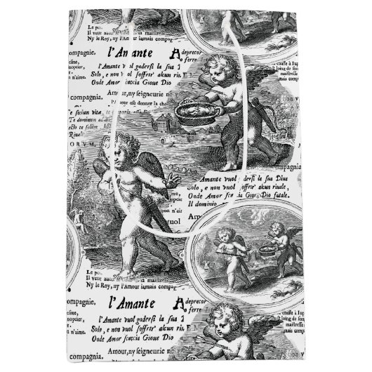 Cherubs in Love Romantic French Toile Medium Cadeauzakje (Voorkant)