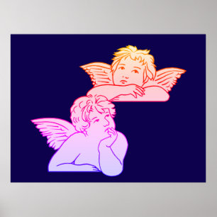 Cherubs lijnkunst geïnspireerd door Italiaanse kun Poster
