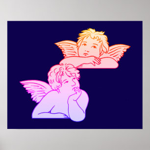 Cherubs lijnkunst geïnspireerd door Italiaanse kun Poster