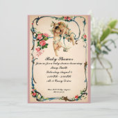 Cherubs met een duif Baby shower Invite Kaart (Staand voorkant)
