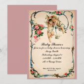 Cherubs met een duif Baby shower Invite Kaart (Voorkant / Achterkant)