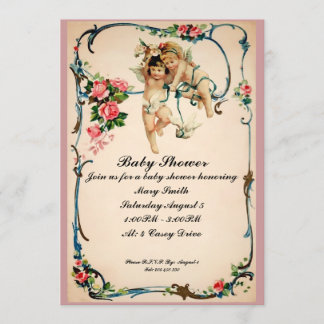 Cherubs met een duif Baby shower Invite Kaart