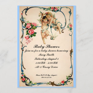 Cherubs met een duif Baby shower Invite Kaart