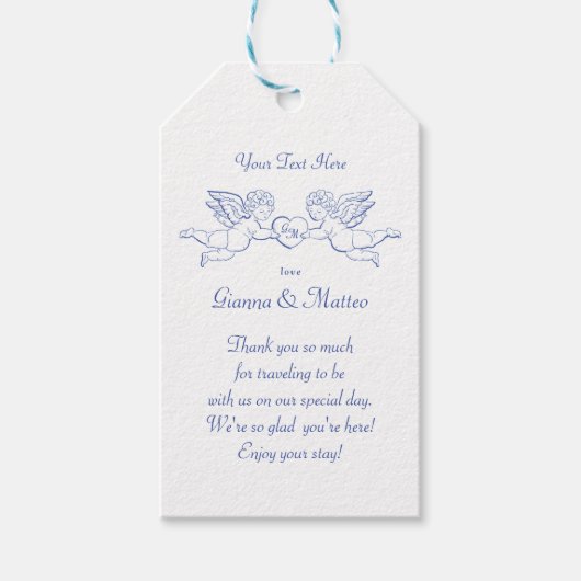 Cherubs met hart koppel Cupido's Initialen Cadeaulabel (Voorkant)