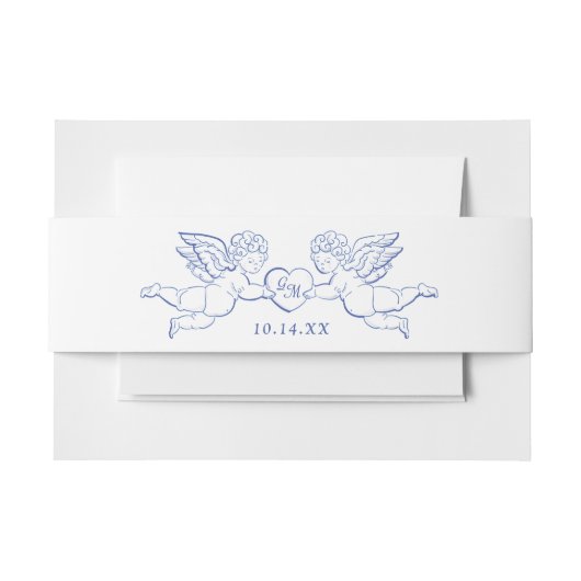 Cherubs met hart koppel Cupids initials Uitnodigingen Wikkel (Voorkant Voorbeeld)