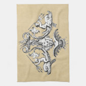 Cherubs met stammen op dolfijnen theedoek (Verticaal)