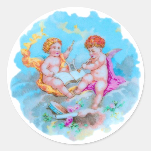 Cherubs. Ronde Sticker (Voorkant)