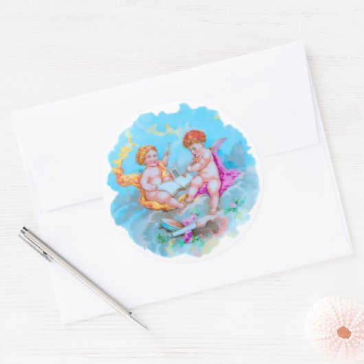 Cherubs. Ronde Sticker (Envelop)