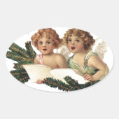 Cherubs Singing Carols Ovale Sticker (Voorkant)