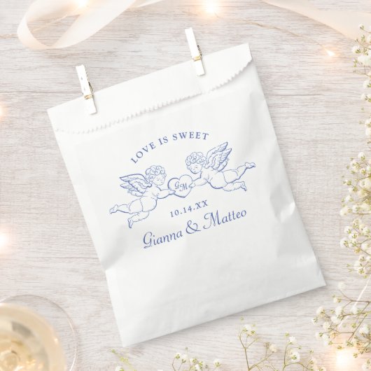 Cherubs vasthoudend hart koppel Cupids initialen Bedankzakje (Geknipt)