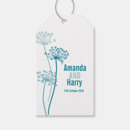 Chervil blue blauwgroen white bruiloft cadeau labe cadeaulabel