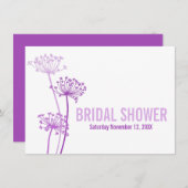 Chervil modern paars bridal doucheuitnodiging kaart (Voorkant / Achterkant)