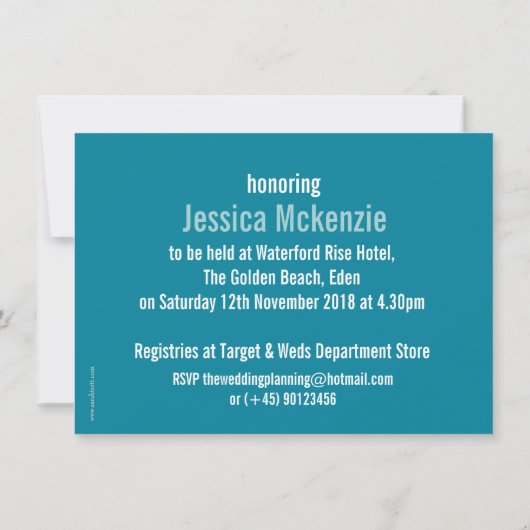 Chervil moderne grafische bruids douche uitnodigin kaart (Achterkant)