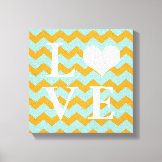 Chervon Patroons geel hart LEEVE canvaswand Canvas Afdruk (Voorkant)