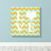 Chervon Patroons geel hart LEEVE canvaswand Canvas Afdruk (Insitu (Houten vloer))