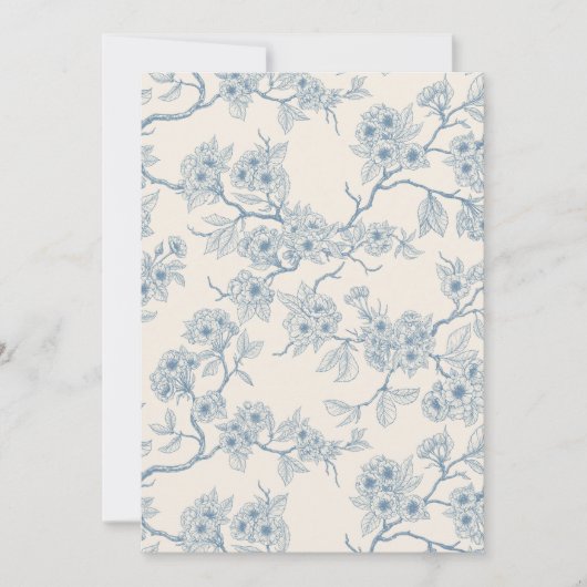 Chery blossom branches in blue and off white (Voorkant)