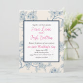 Chery blossom branches in blue and off white kaart (Staand voorkant)