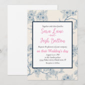 Chery blossom branches in blue and off white kaart (Voorkant / Achterkant)