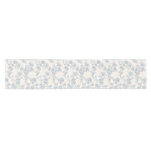 Chery blossom branches in blue and off white korte tafelloper (Horizontaal)