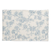 Chery blossom branches in blue and off white kussensloop (Achterkant-Links)