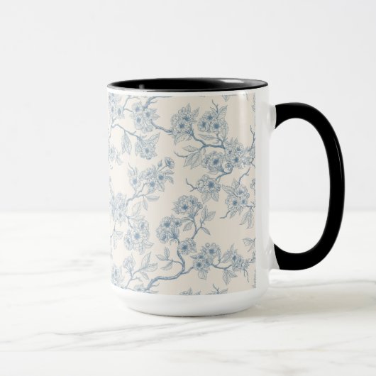 Chery blossom branches in blue and off white mok (Rechts)