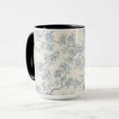 Chery blossom branches in blue and off white mok (Voorkant links)