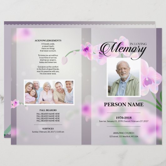 Chery Blossom Funeral Sjabloon (Voorkant / Achterkant)