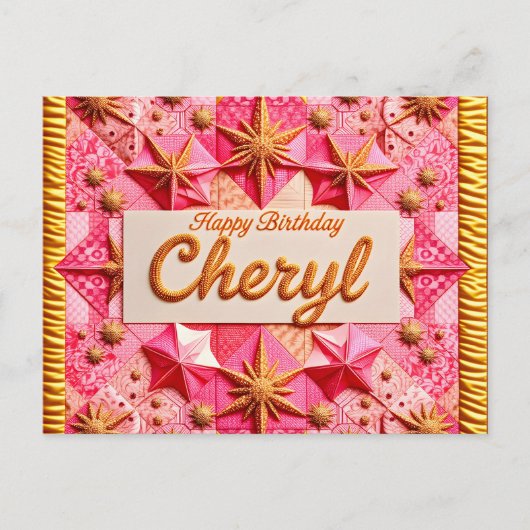 CHERYL~ GELUKKIGE VERJAARDAG ~  BRIEFKAART (Voorkant)