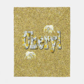 Cheryl Name with Frangipani Flowers, Fleece Deken (Voorkant)