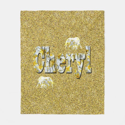 Cheryl Name with Frangipani Flowers, Fleece Deken (Voorkant)
