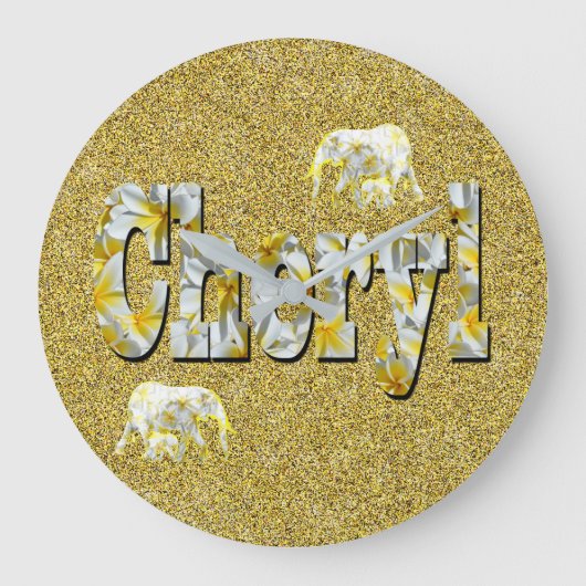 Cheryl Name with Frangipani Flowers,   Grote Klok (Voorkant)