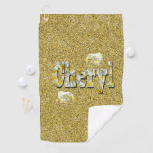 Cheryl, op goud met fangipani-olifanten, golfhanddoek (Insitu)