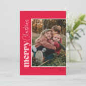 CHERYL Rode en Roze Kerstmis Fotokaart Kaart (Staand voorkant)