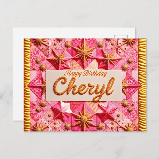 CHERYL~ VERJAARDAG ~ BRIEFKAART (Voorkant / Achterkant)