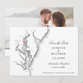 Chesapeake Bay Annapolis MD Zwart Wit Huwelijk Save The Date (Voorkant / Achterkant)