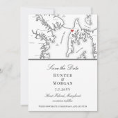 Chesapeake Bay Beach Club Elegant Zwart Wit Save The Date (Voorkant)