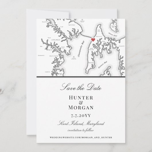 Chesapeake Bay Beach Club Elegant Zwart Wit Save The Date (Voorkant)