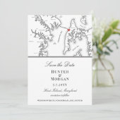 Chesapeake Bay Beach Club Elegant Zwart Wit Save The Date (Staand voorkant)