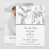 Chesapeake Bay Beach Club Elegant Zwart Wit Save The Date (Voorkant / Achterkant)