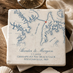 Chesapeake Bay Beach Club Trouwkaart Aandenken Stenen Onderzetter