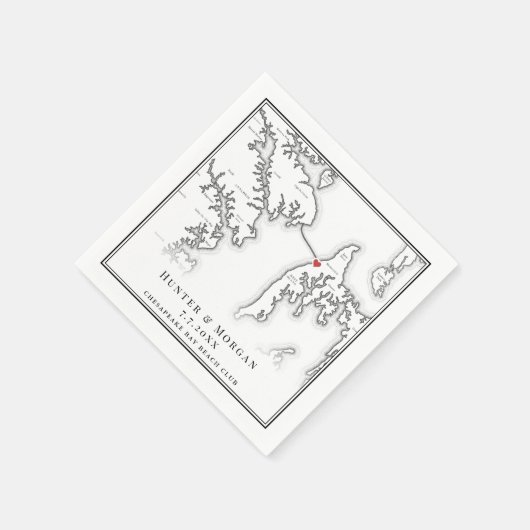 Chesapeake Bay Beach Club Zwart Wit Trouwen Servet (Hoek)