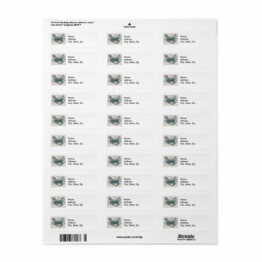 Chesapeake Bay Blue Crab Etiket (Full Sheet)