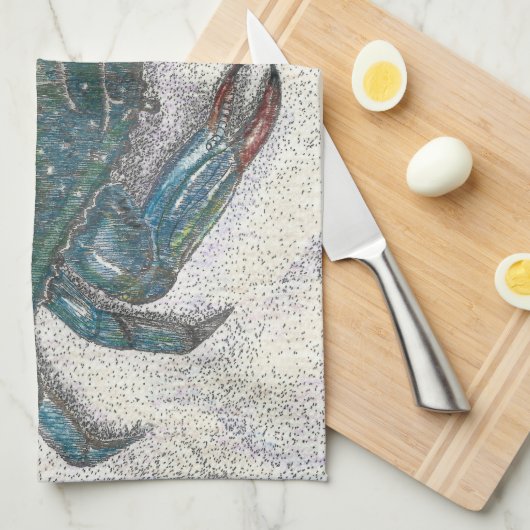 Chesapeake Bay Blue Crab Kitchen Towel Theedoek (Quarter Fold)