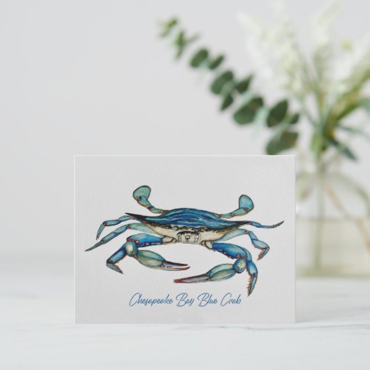 Chesapeake Bay Blue Crab Notecard Briefkaart (Staand voorkant)