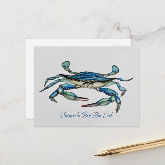 Chesapeake Bay Blue Crab Notecard Briefkaart (Voorkant / Achterkant in situ)