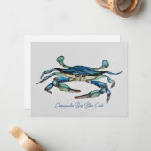 Chesapeake Bay Blue Crab Notecard Notitiekaartje (Voorkant / Achterkant in situ)