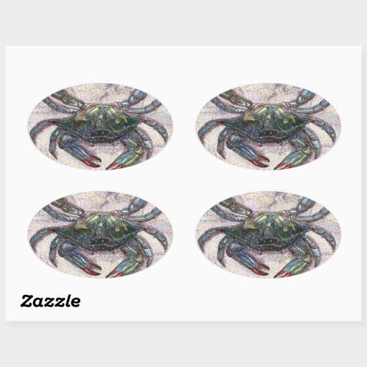 Chesapeake Bay Blue Crab Oval Sticker (Vel)