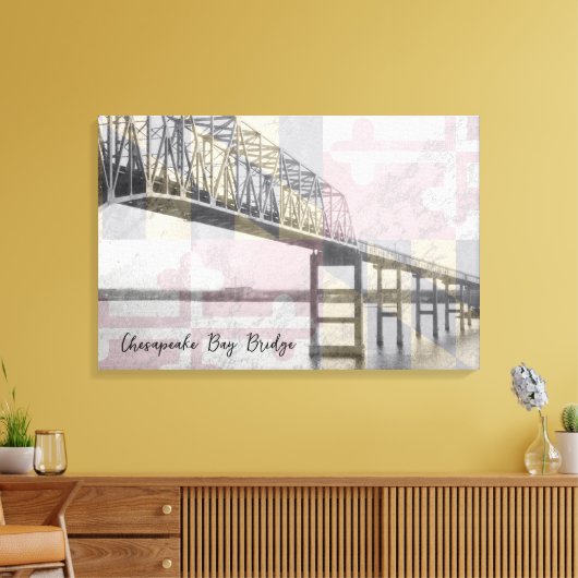 Chesapeake Bay Bridge Maryland Vlag Canvas (Insitu (Woonkamer))