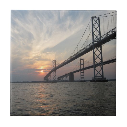 Chesapeake Bay Bridge Sunset Tile Tegeltje (Voorkant)